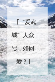 “爱武城”大众号，如何爱？