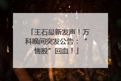 王石最新发声！万科晚间突发公告：“售股”回血！
