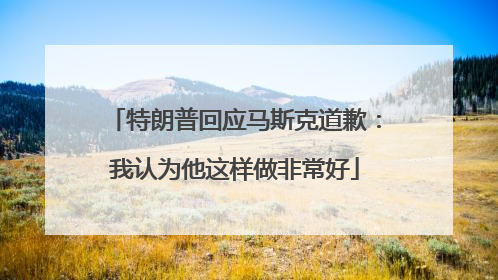 特朗普回应马斯克道歉：我认为他这样做非常好