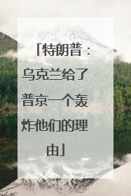 特朗普：乌克兰给了普京一个轰炸他们的理由