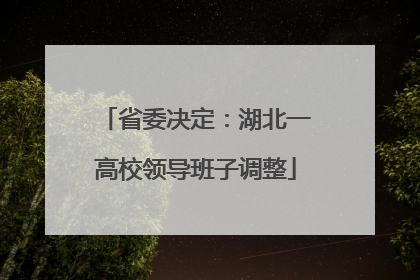 省委决定：湖北一高校领导班子调整