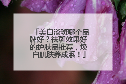 美白淡斑哪个品牌好？祛斑效果好的护肤品推荐，焕白肌肤养成系！