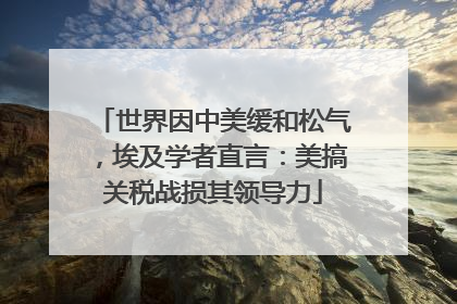 世界因中美缓和松气，埃及学者直言：美搞关税战损其领导力