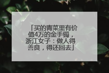 买的青菜里有价值4万的金手镯，浙江女子：做人得善良，得还回去