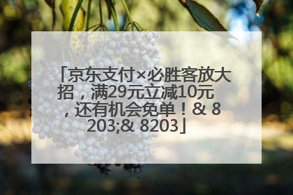 京东支付×必胜客放大招，满29元立减10元，还有机会免单！& 8203;& 8203