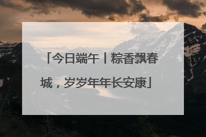 今日端午丨粽香飘春城，岁岁年年长安康