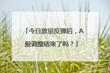 今日放量反弹后,A股调整结束了吗?