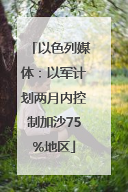 以色列媒体：以军计划两月内控制加沙75%地区