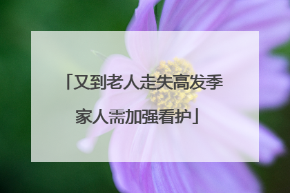 又到老人走失高发季 家人需加强看护