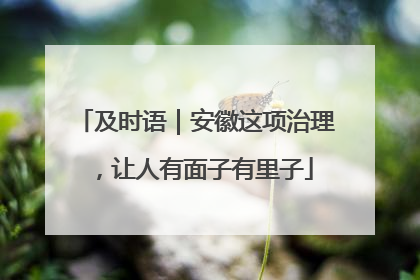 及时语｜安徽这项治理，让人有面子有里子