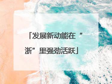 发展新动能在“浙”里强劲活跃