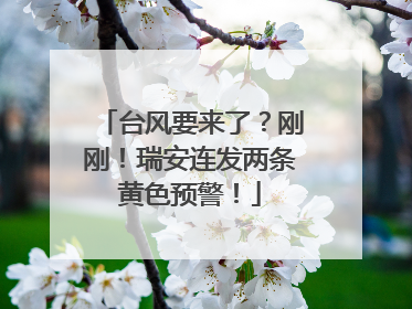 台风要来了？刚刚！瑞安连发两条黄色预警！