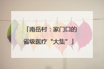 南岳村：家门口的省级医疗“大集”