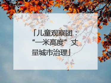 儿童观察团：“一米高度”丈量城市治理