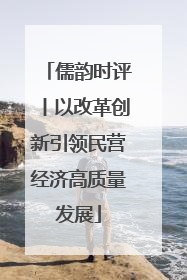 儒韵时评丨以改革创新引领民营经济高质量发展