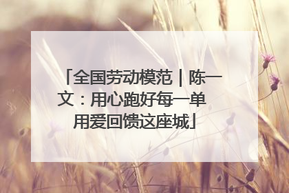 全国劳动模范｜陈一文：用心跑好每一单 用爱回馈这座城