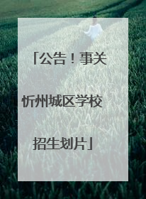 公告！事关忻州城区学校招生划片