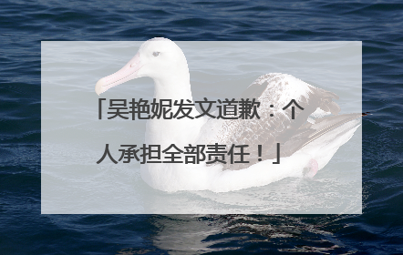 吴艳妮发文道歉：个人承担全部责任！