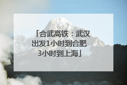 合武高铁：武汉出发1小时到合肥3小时到上海