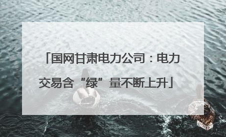 国网甘肃电力公司：电力交易含“绿”量不断上升