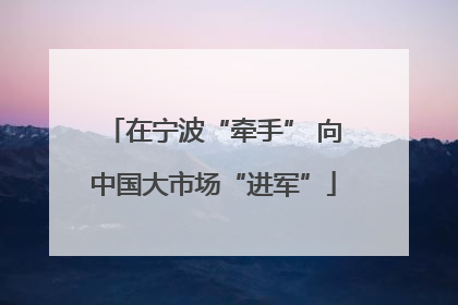 在宁波“牵手” 向中国大市场“进军”