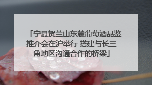 宁夏贺兰山东麓葡萄酒品鉴推介会在沪举行 搭建与长三角地区沟通合作的桥梁