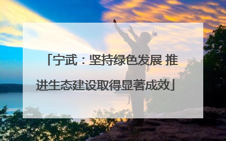 宁武：坚持绿色发展 推进生态建设取得显著成效