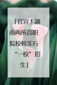 官宣！湖南两所高职院校将实行“一校”招生