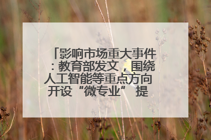 影响市场重大事件：教育部发文，围绕人工智能等重点方向开设“微专业” 提升就业能力