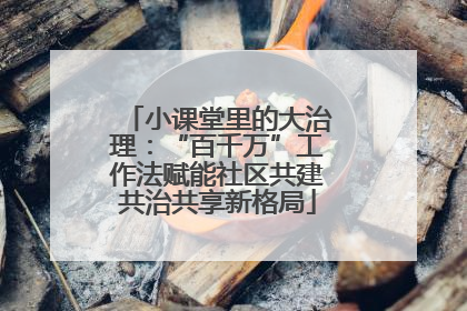 小课堂里的大治理：“百千万”工作法赋能社区共建共治共享新格局