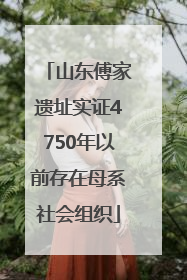 山东傅家遗址实证4750年以前存在母系社会组织
