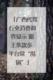 广西代驾行业消费调查显示 霸王条款多 平台常“甩锅”