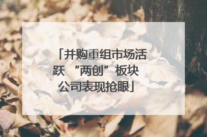 并购重组市场活跃 “两创”板块公司表现抢眼