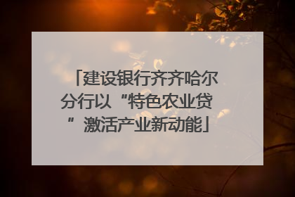 建设银行齐齐哈尔分行以“特色农业贷”激活产业新动能