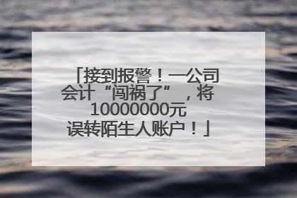 接到报警！一公司会计“闯祸了”，将10000000元误转陌生人账户！