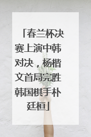 春兰杯决赛上演中韩对决，杨楷文首局完胜韩国棋手朴廷桓