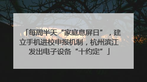 每周半天“家庭息屏日”，建立手机进校申报机制，杭州滨江发出电子设备“十约定”