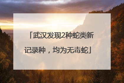 武汉发现2种蛇类新记录种，均为无毒蛇