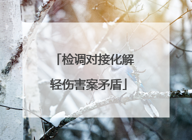 检调对接化解轻伤害案矛盾