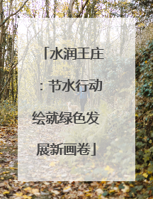 水润王庄：节水行动绘就绿色发展新画卷