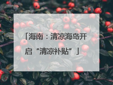 海南：清凉海岛开启“清凉补贴”