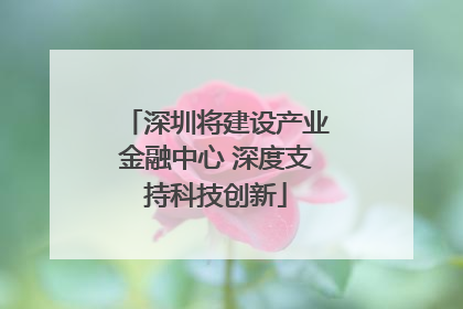 深圳将建设产业金融中心 深度支持科技创新