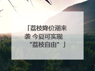 荔枝降价潮来袭 今夏可实现“荔枝自由”