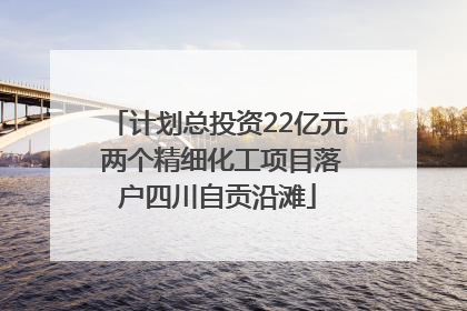 计划总投资22亿元 两个精细化工项目落户四川自贡沿滩