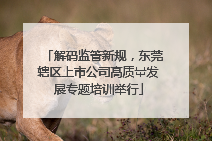 解码监管新规，东莞辖区上市公司高质量发展专题培训举行