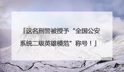 这名刑警被授予“全国公安系统二级英雄模范”称号！