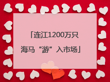连江1200万只海马“游”入市场