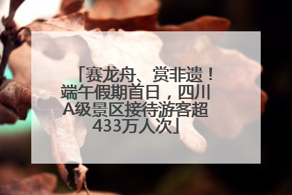 赛龙舟、赏非遗！端午假期首日，四川A级景区接待游客超433万人次