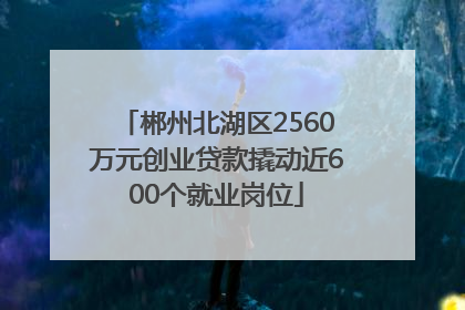 郴州北湖区2560万元创业贷款撬动近600个就业岗位