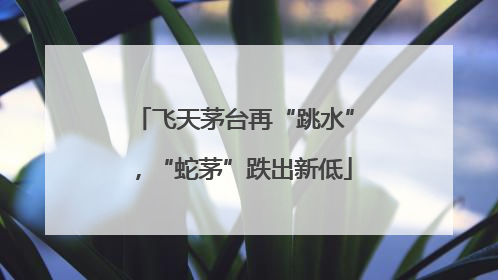 飞天茅台再“跳水”，“蛇茅”跌出新低